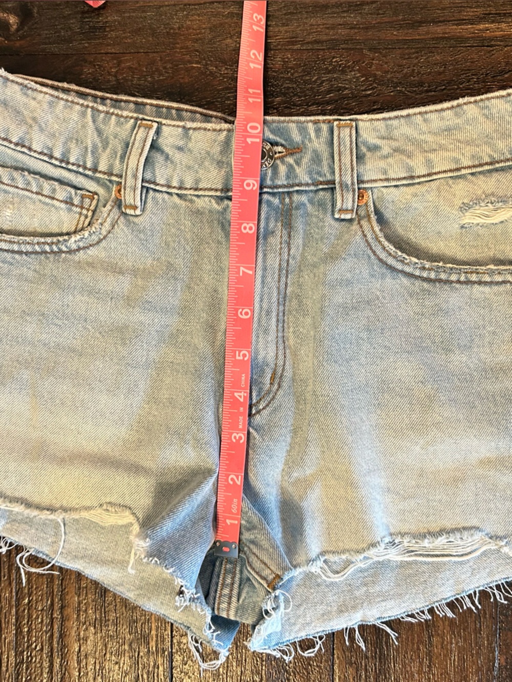 Garage Light Blue Distressed Cuff Offs Denim Jean Shorts - Picture 5 of 7
